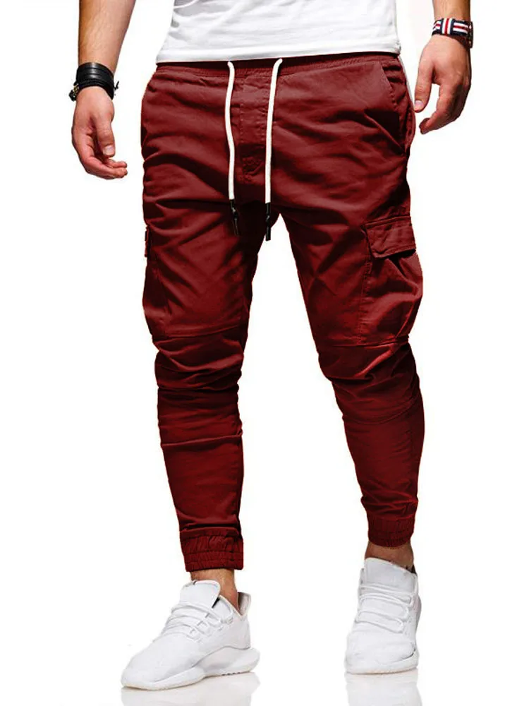 กางเกงผู้ชาย 8 สีตัวเลือก Harem กางเกงดินสอฤดูใบไม้ร่วงฤดูใบไม้ผลิชาย Lace Up Drawstring กระเป๋ากางเกง BSD-8815