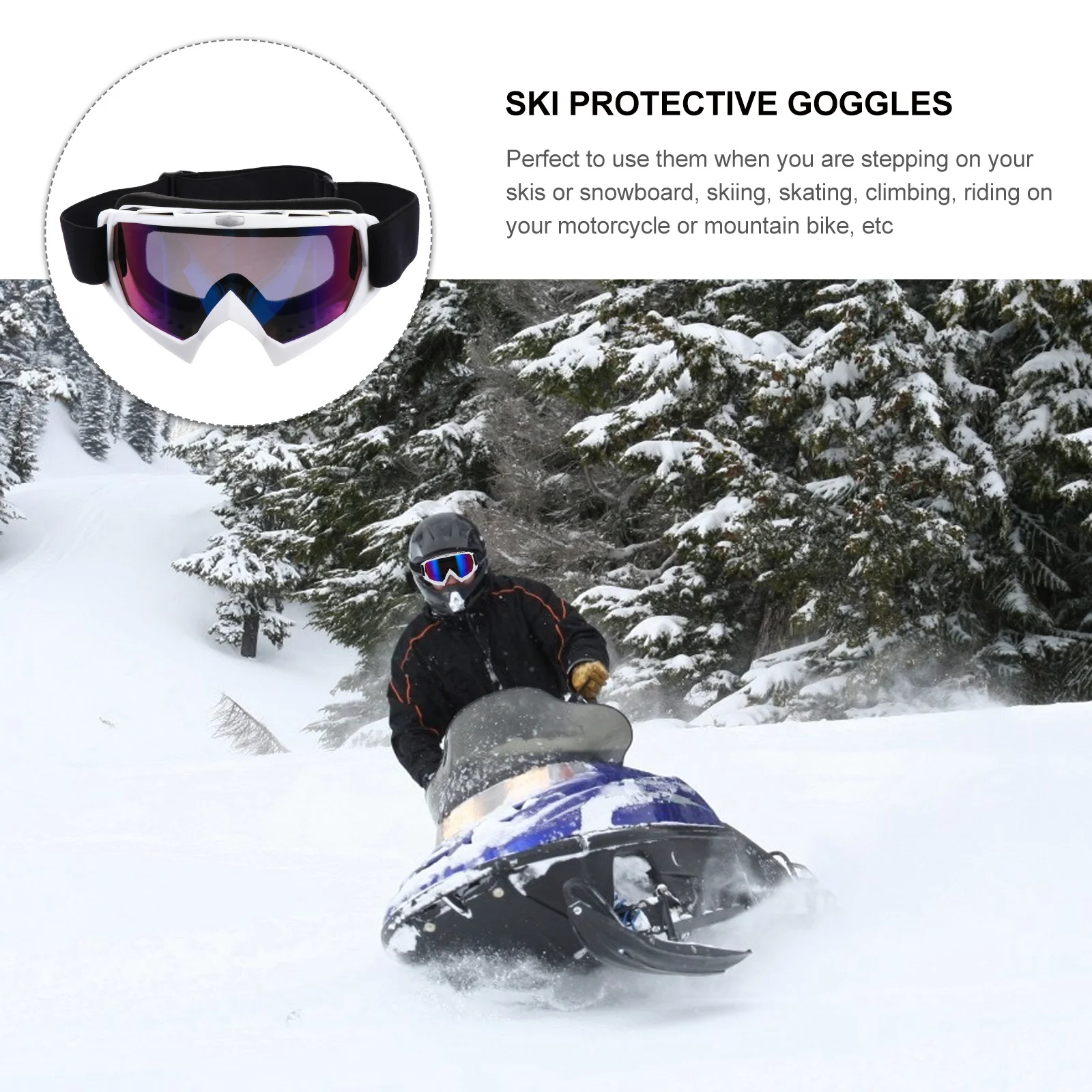Ski Goggles Tpu Frame Impact Resistant Adjustable Strap For Snowboard Motorcycle Cycling Mountaineering Outdoor Sports