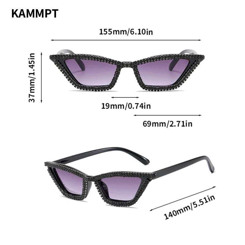 KAMMPT Vintage okulary przeciwsłoneczne kocie oczy kobieta Fashion Decor Party okulary przeciwsłoneczne z dżetów stylowe markowe okulary przeciwsłoneczne damskie — zdjęcie 7