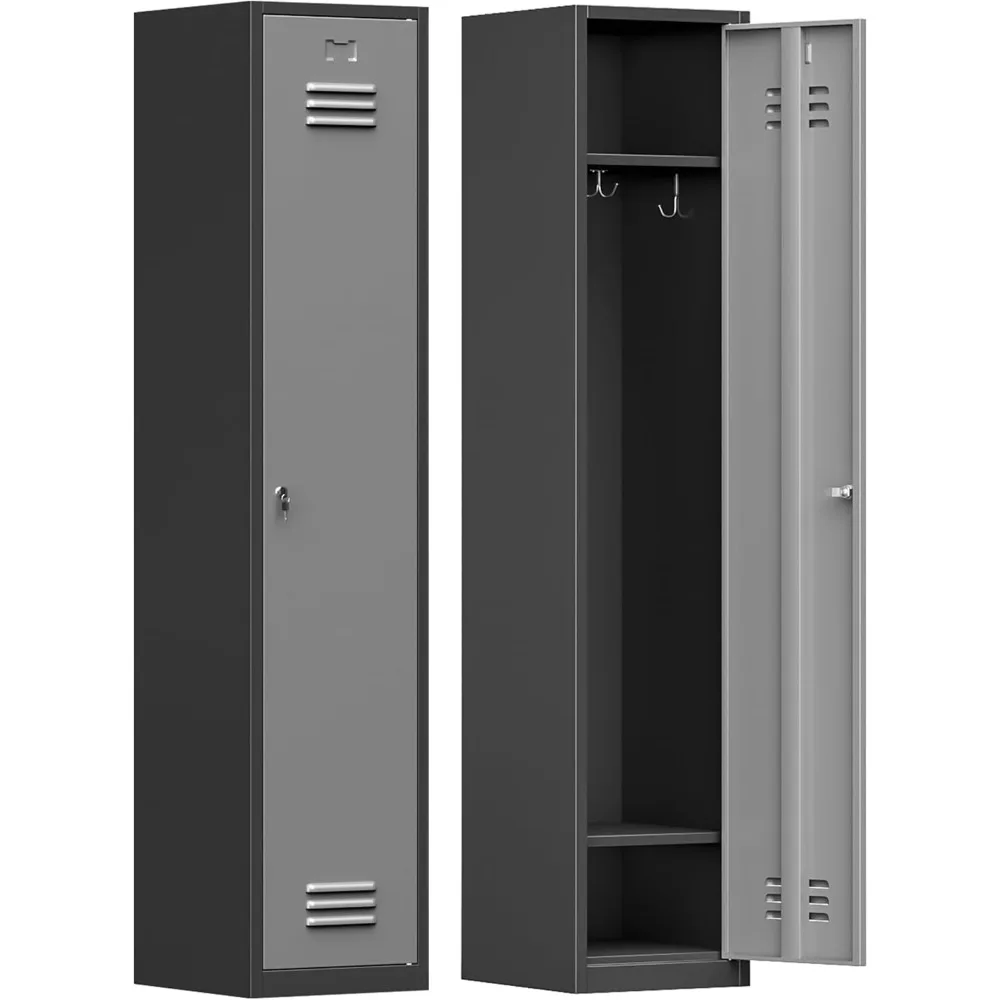 

Metal Locker with Keys for School, Gym, 3 Tier Steel Office Storage Locker with Hook, Tall Cabinet for Employees (Black & Gray)