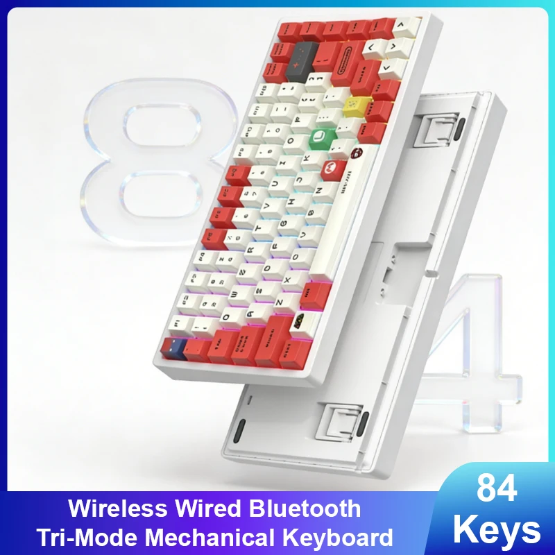 

84 Key Wireless Wired Bluetooth Tri-Mode Mechanical Keyboard for Gaming Esports Custom Hot-Swappable Portable Mini Keyboard
