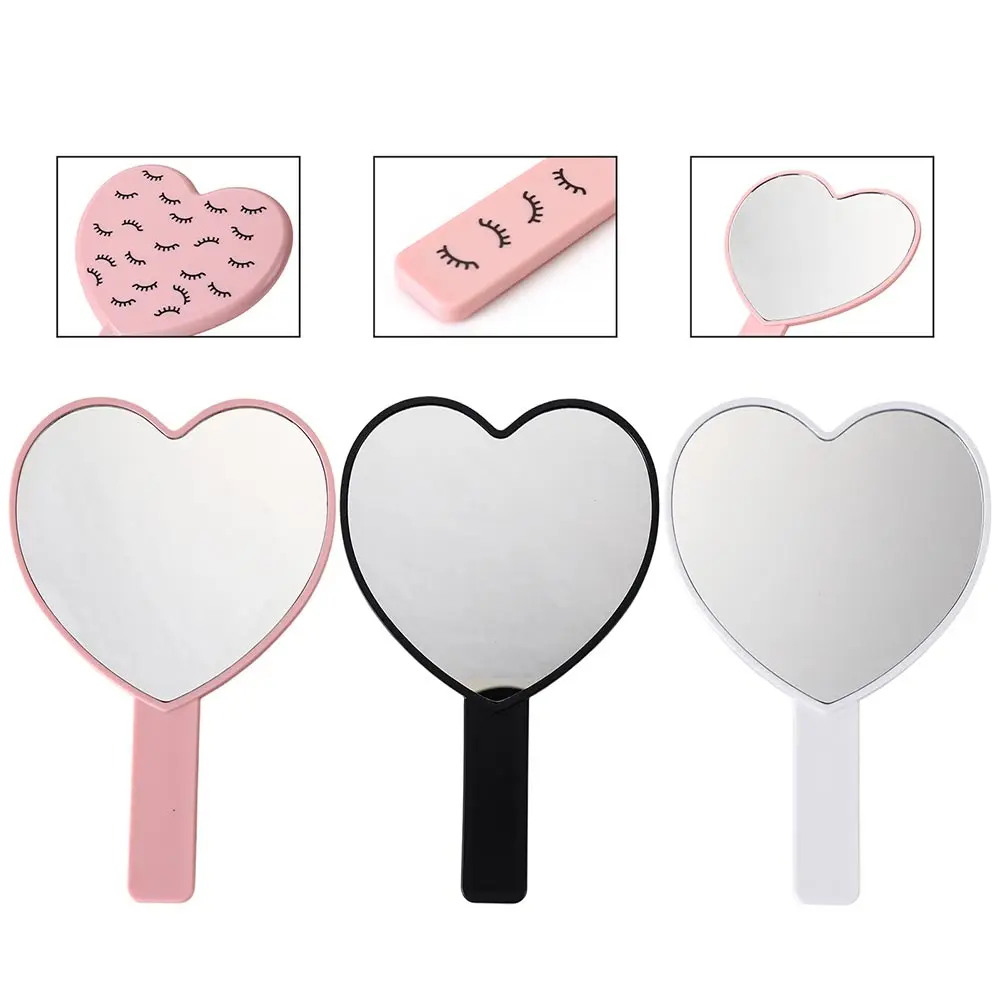 High Definition Heart Shaped Hand-held Vanity Mirror with Handle Portable Vanity Mirror Hand Mirror SPA Salon Compact Mirrors