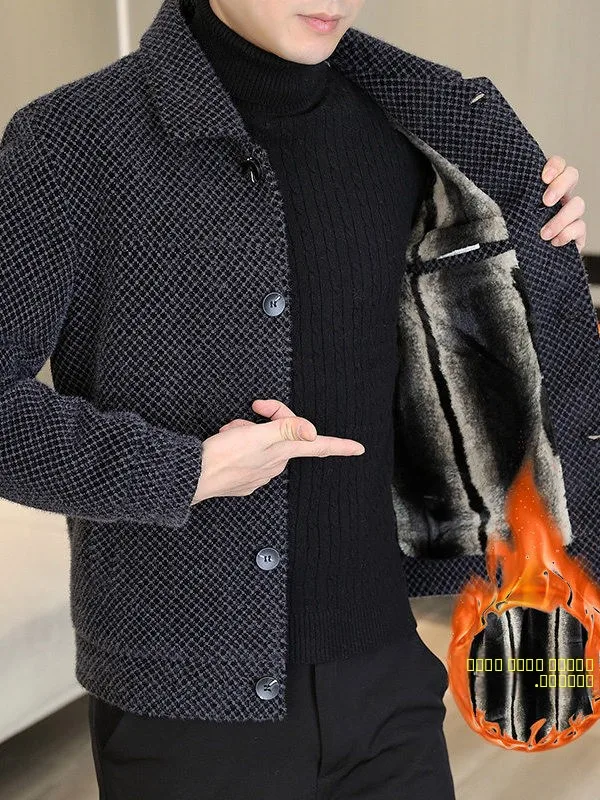 

Men's ort Thiened Woolen Jaet Autumn Winter New Sle Korean Version Casual Men's Coat Fce Lined Faionable Top
