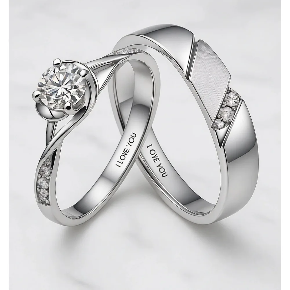 

Регулируемые парные кольца из серебра S925 с дизайном в виде сердца, романтический комплект для помолвки