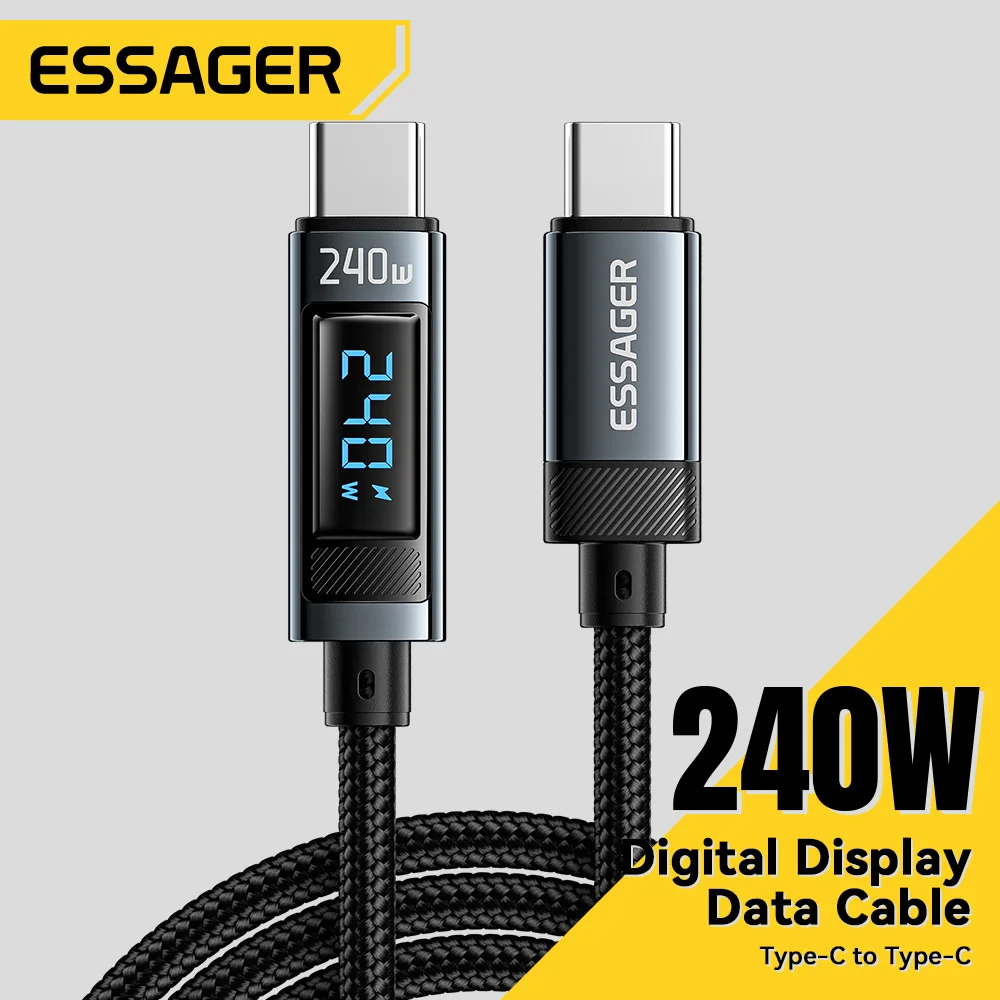 Essager 240W Kabel USB typu C do USB C PD 3.1 100W Kabel do szybkiego ładowania 6A Do MacBook Pro Laptop Xiaomi iPad Przewód do transmisji danych