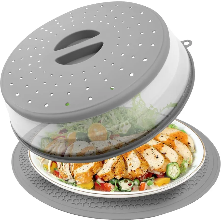 

1PC Microwave coverMicrowave Splatter Cover Microwave Cover for Food Trivets for Hot Dishes 2 in 1 Silicone Mat Pot Holders