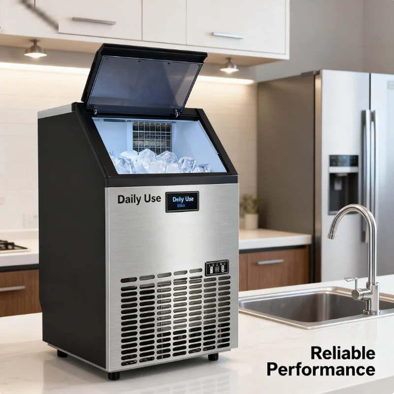 Large-scale Commercial Integrated Ice Machine 50KG Super Large Output Milk Tea Shop Large Bar Automatic Cube Ice Making Machine