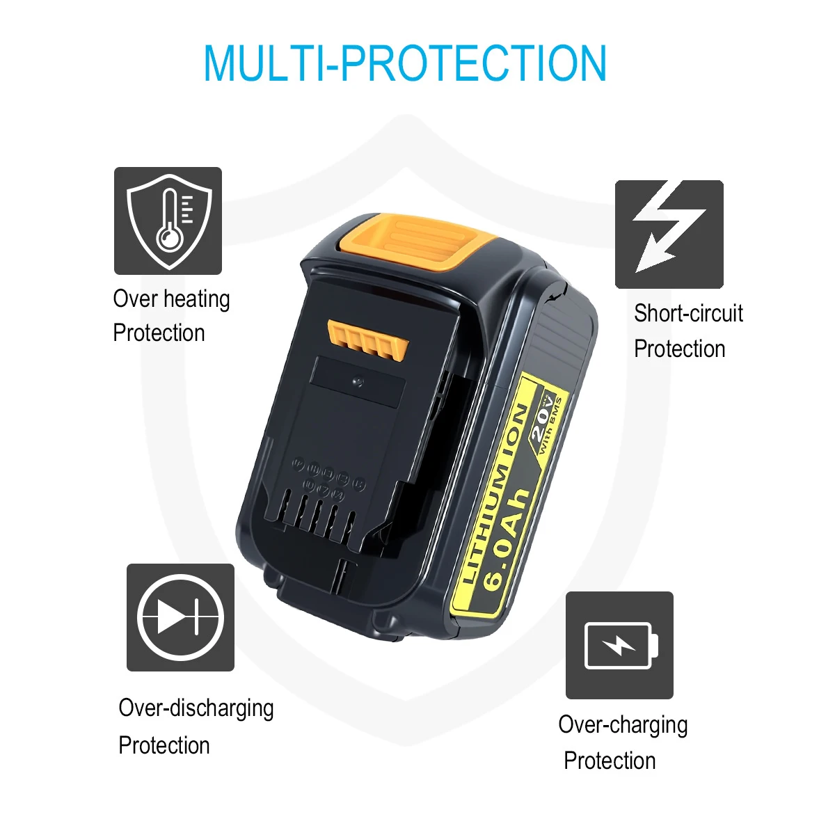 Pro DeWalt 18V aku nářadí 6,0 Ah DCB200 DCB184 DCB181 Náhradní lithium-iontová baterie pro DeWalt MAX XR elektrické nářadí lithiová baterie - náhled 5