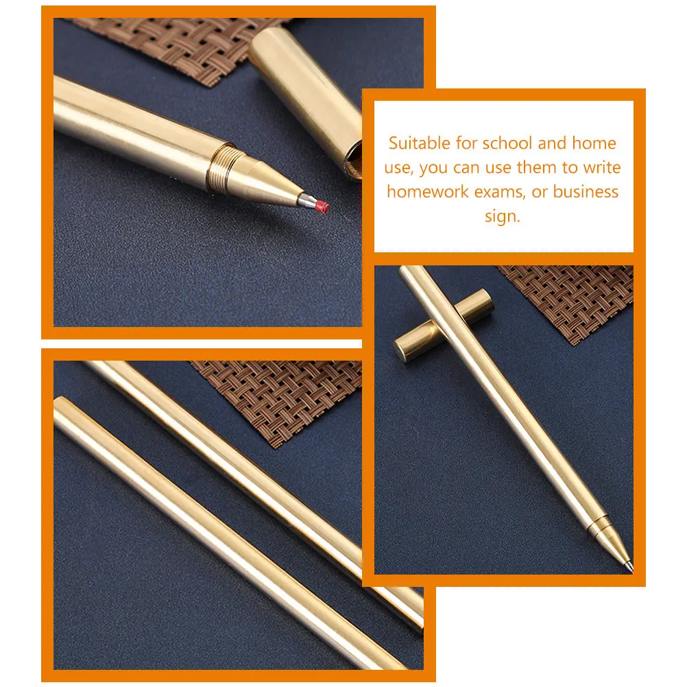 Vintage Advertising Copper Compact Portable Sign Pen For School Home Office Business Writing Supply Stationery Pen