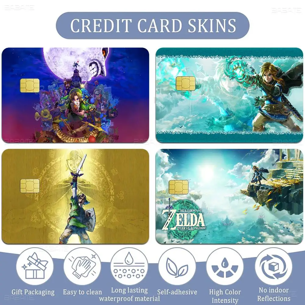 Vinilo Adhesivo Decorativo para Tarjetas de Crédito/Débito con Diseño de Anime de The Legend of Zelda (Chip Pequeño/Grande)