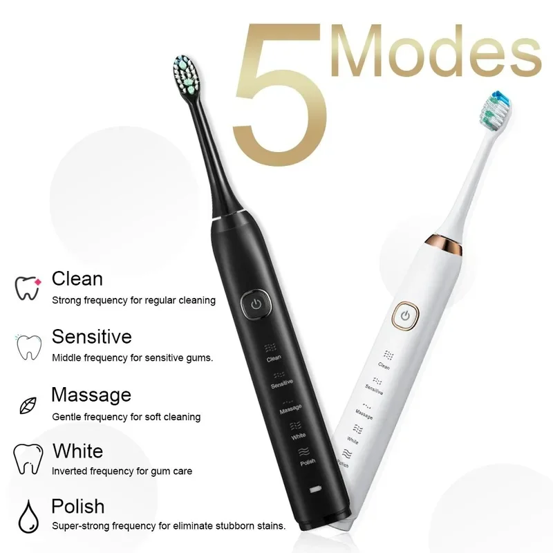 Smart Sonic Electric Toothbrush Sarmocare S100 Ultrasound IPX7 Rechargeable Tooth Brush 5 Mode Smart Time Whitener Toothbrush