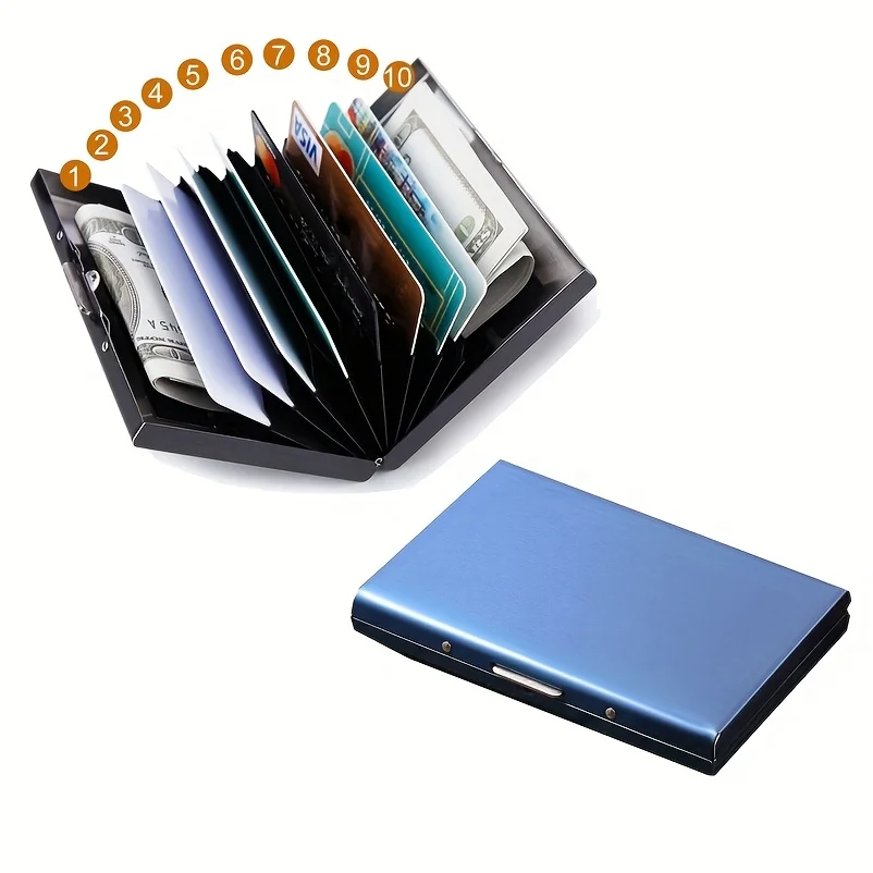 RFID Credit Card Holder, Metal Credit Card Wallet with 6 or 10 Slots Blocking Protector for Men and Women's Safety Purse