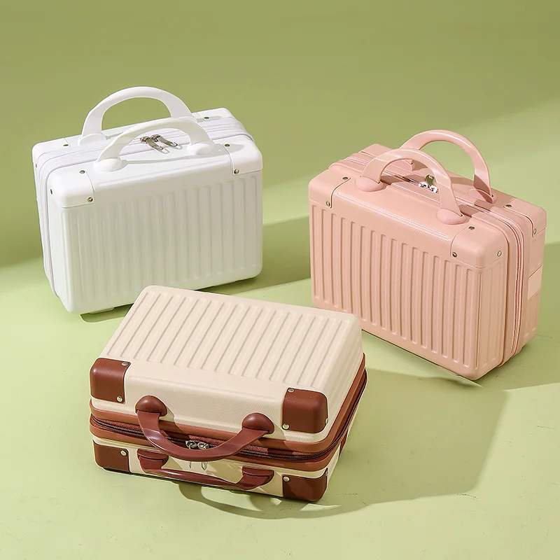 14 Inches Retro Mini Makeup Box Suitcase for Women Men Travel Storage Box Toiletries Box Easy to Carry