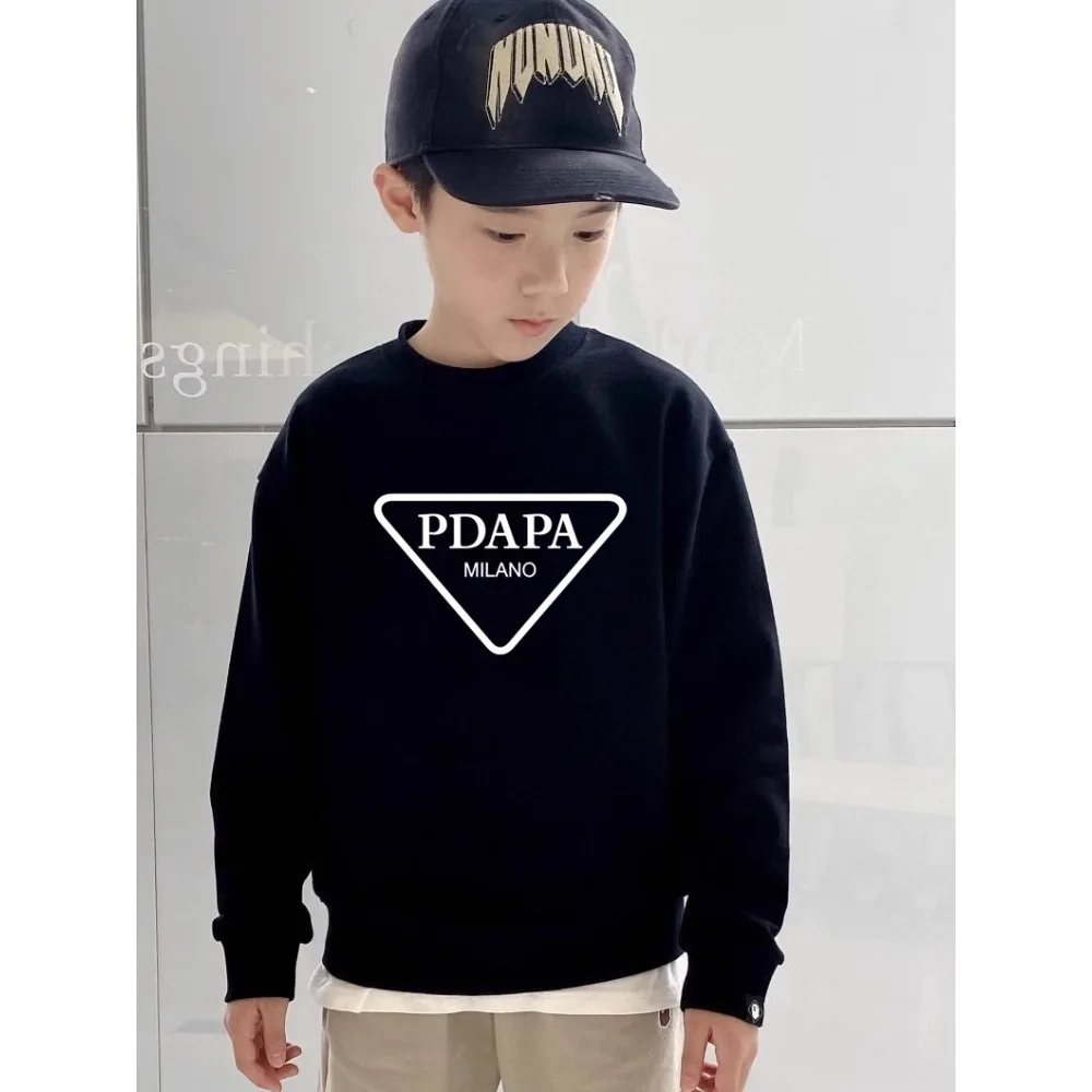 

2024 Hot Selling Large Children's Black Hoodie Boys and Girls Baby New Cotton Printed Top Spring and Autumn Fashion Casual Coat