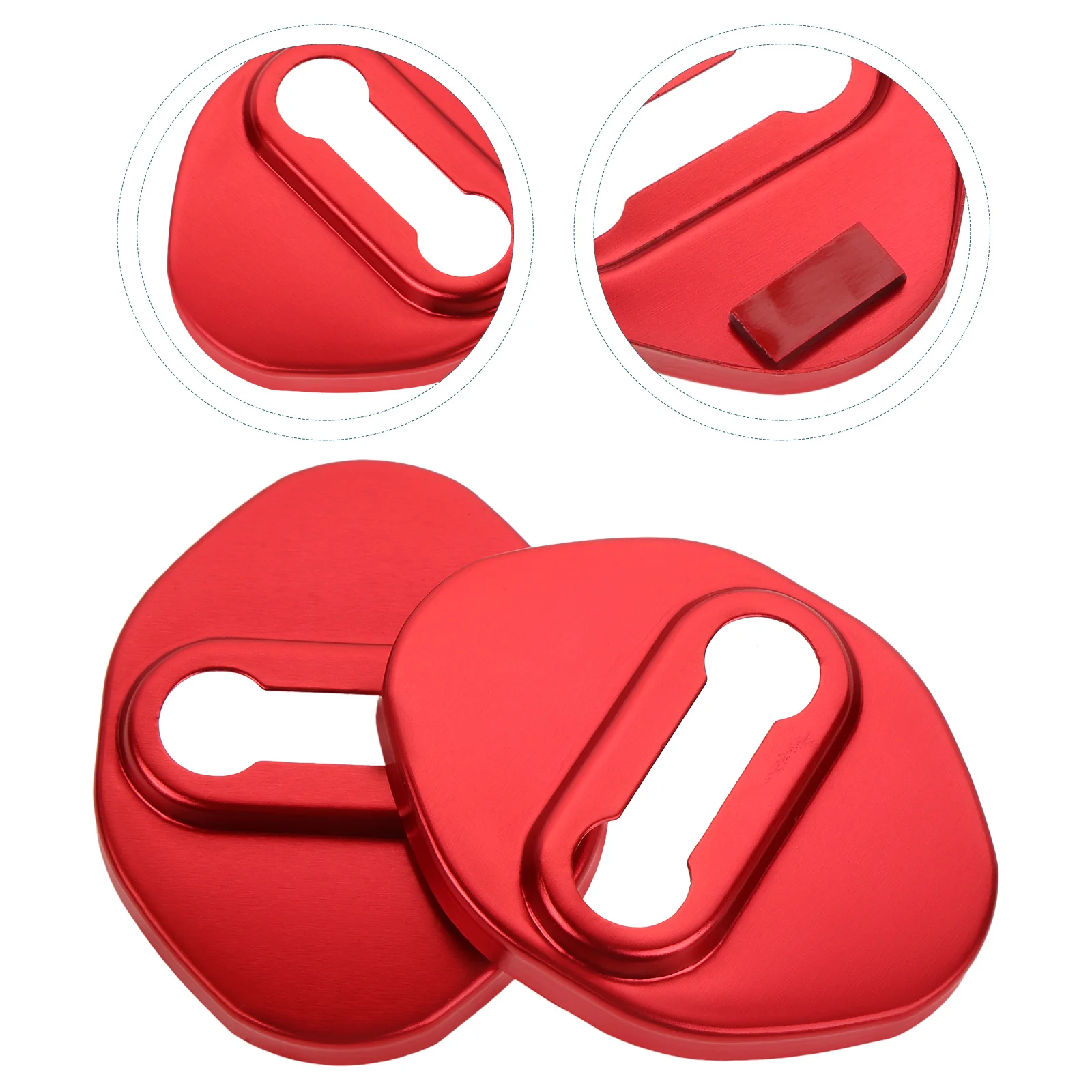 

2pcs Aluminum Alloy Door Lock Cover Car Interior Decorative Ring Automotive Metal Replacement Parts Red Switch Ring For Side