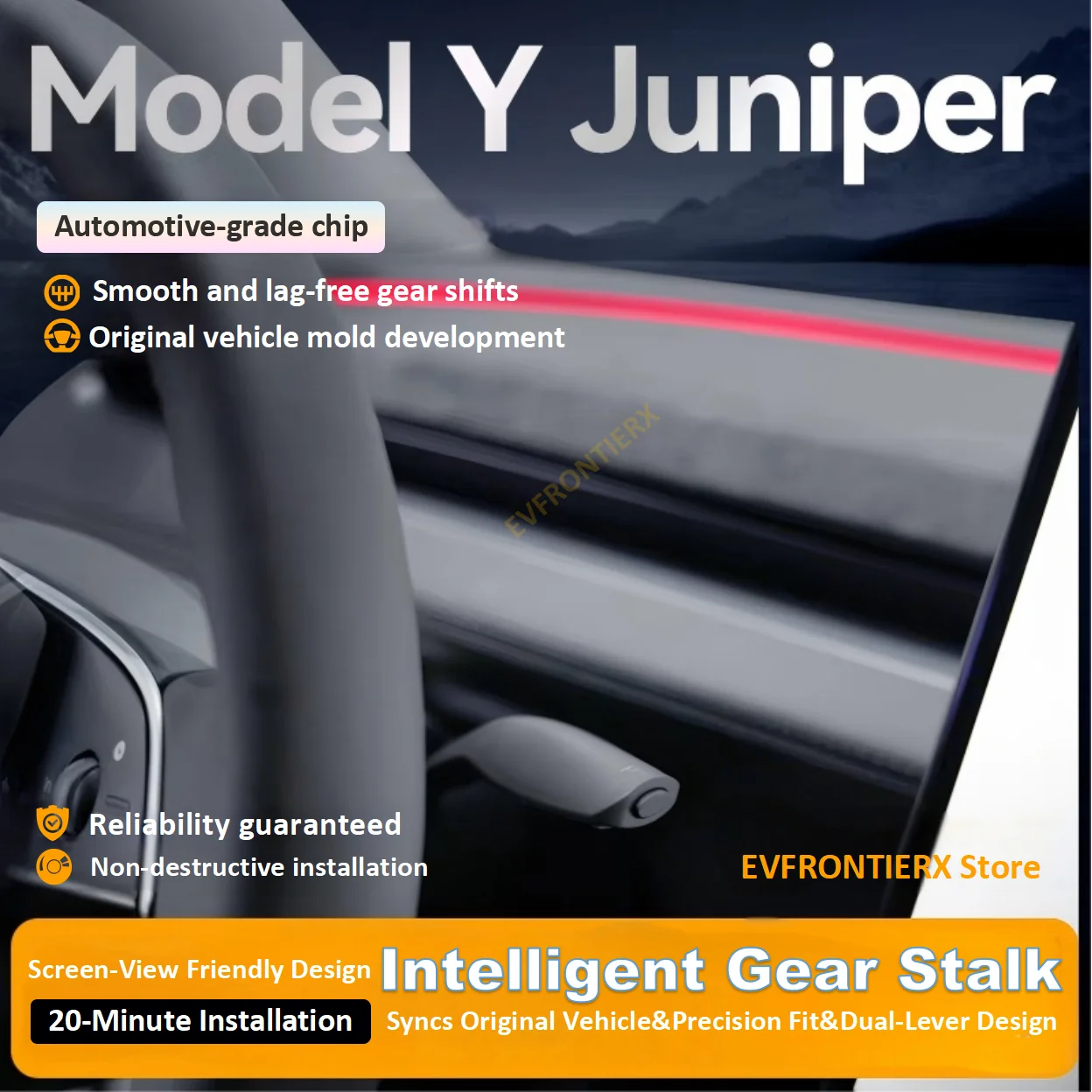 

Intelligent Gear Stalk V3 for Tesla Model Y Juniper 2025 Latest New Y Shift Lever Physical Shift Grab Kit D P R Indicator Handle