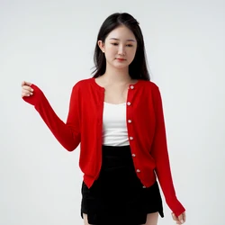 Cropped Blouses Cardigan Female Knitted Ladies Sweaters Crochet Top Black Women's Coat Spring 2026 Jersey Clothing Outerwear