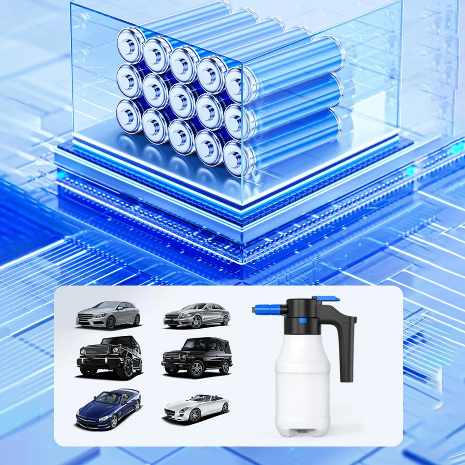 Electric Foam Sprayer 1.5L Rechargeable Battery Sprayer Car Wash Accessory Handheld Watering Can for Home Garden Cleaning