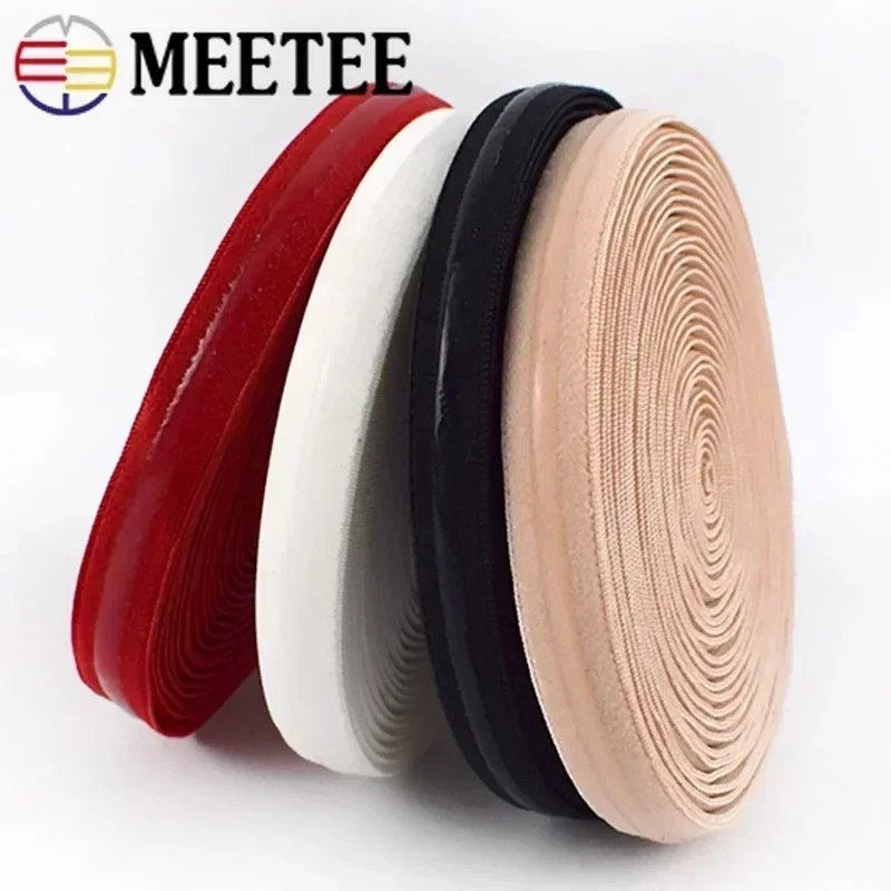 10/20M Meetee 8-25mm Elastic Band Transparent Silicone Non-slip Underwear Belt Rubber Stretch Ribbon Clothes Sewing Accessory