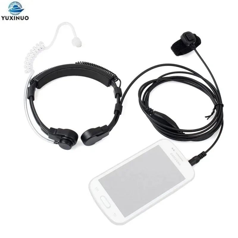 

New 3.5mm Plug Adjustable Throat Mic Microphone Covert Acoustic Tube Earpiece Headset With Finger PTT For Mobile Cell Phone