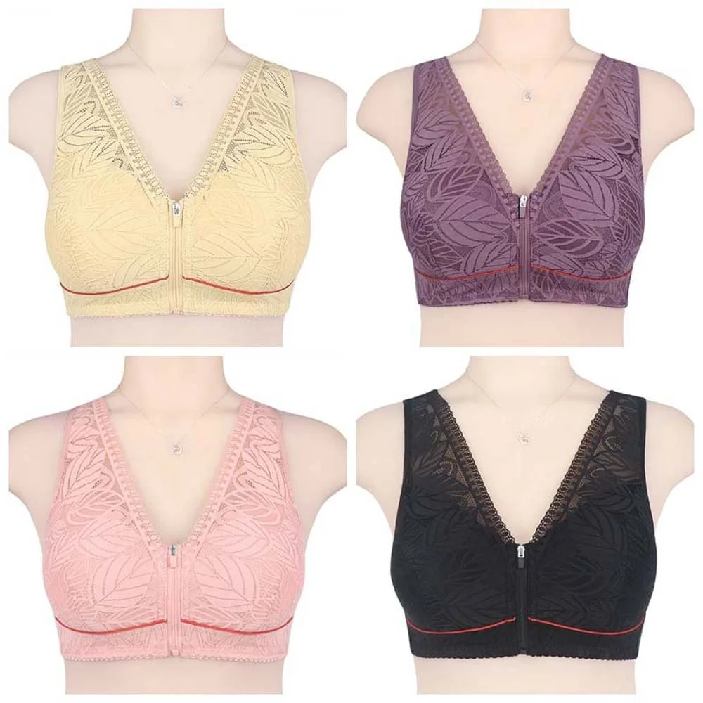 Big Cup Middle Aged Elderly Bra Anti-sagging Cotton Nylon Large Size Bra Close-fitting Shockproof Wireless Bra Lady Girls