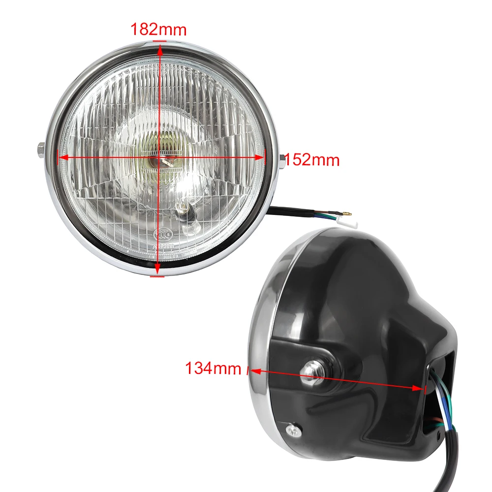 Lampe de Sauna Ronde Avant Noire pour Moto, Éclairage Universel pour Honda Suzuki Yamaha Harley 73Inboulon t, 12V