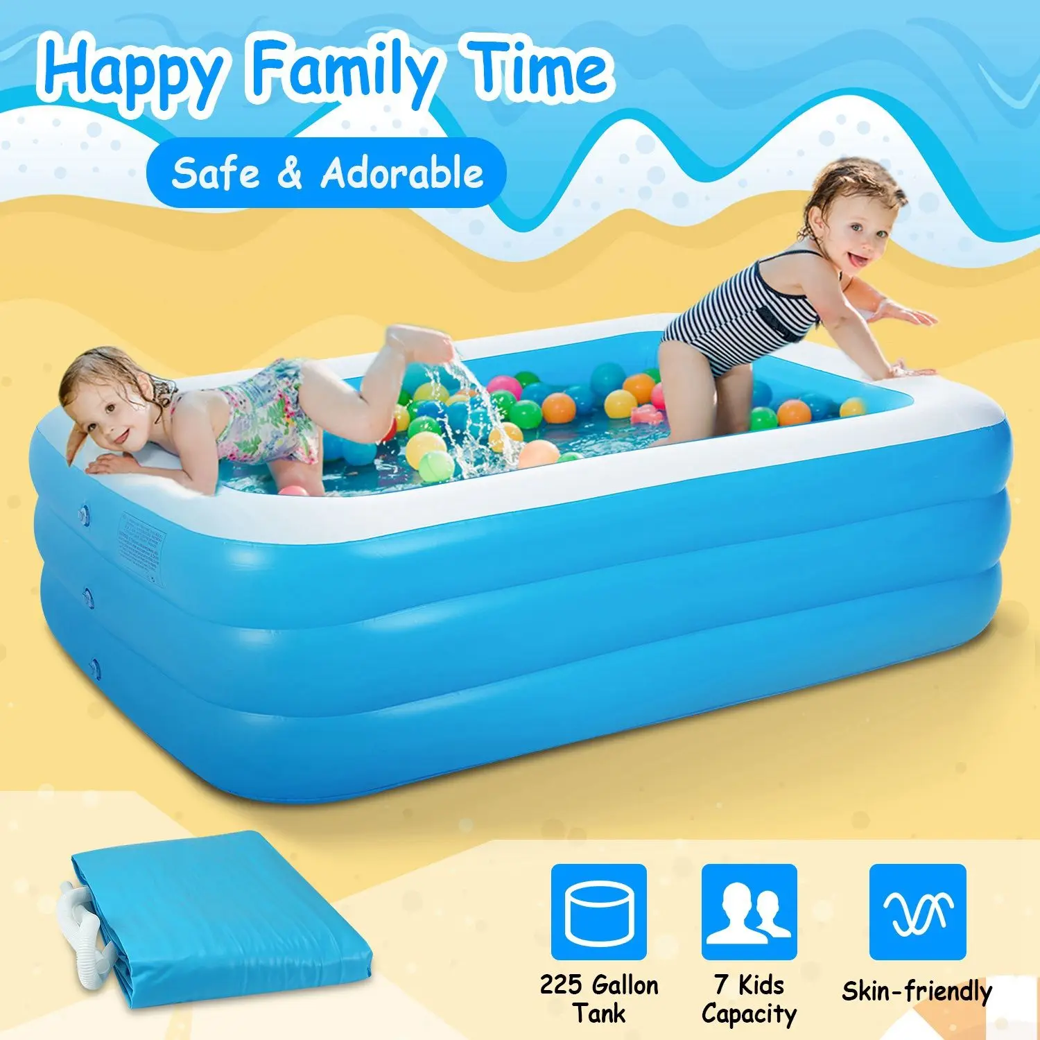 

Inflatable Swimming Pools Family Swim Play Center Pool Blow up Kiddie Pool