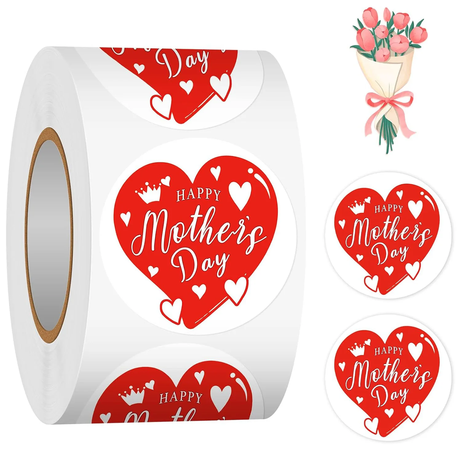 Mothers Day Stickers Heart Decorations Vintage Labels DIY Adhesive Soft Texture Easy Use Phone Cup Notebook Valentines