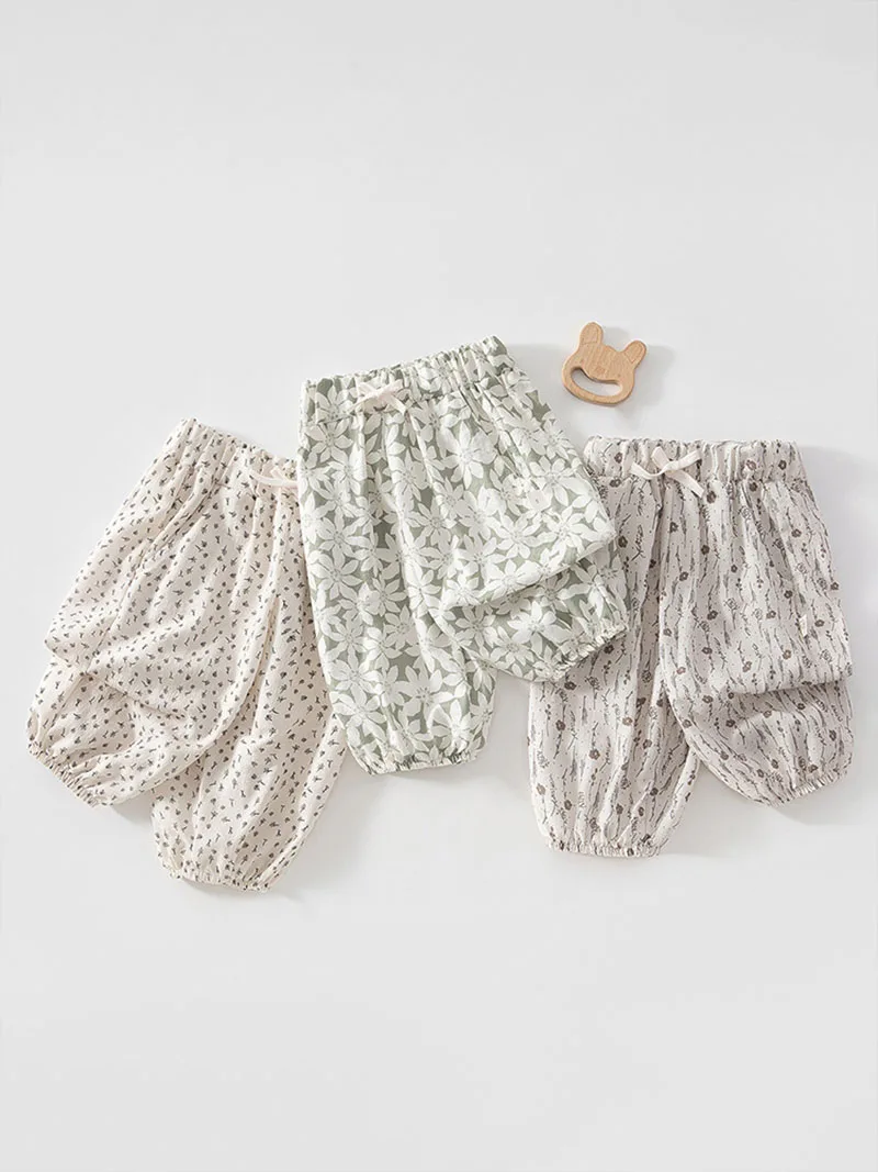 Summer Baby Trousers 12M-3T Sweet Floral Toddler Girls Sunscreen Pants Loose Korean Infant Beach Pants