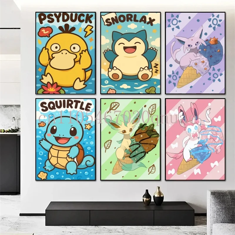 

Canvas Pokemon Pikachu Wall Art Modern Home Friends Gifts Hanging Classic Cartoon Character Picture Modular Prints Comics