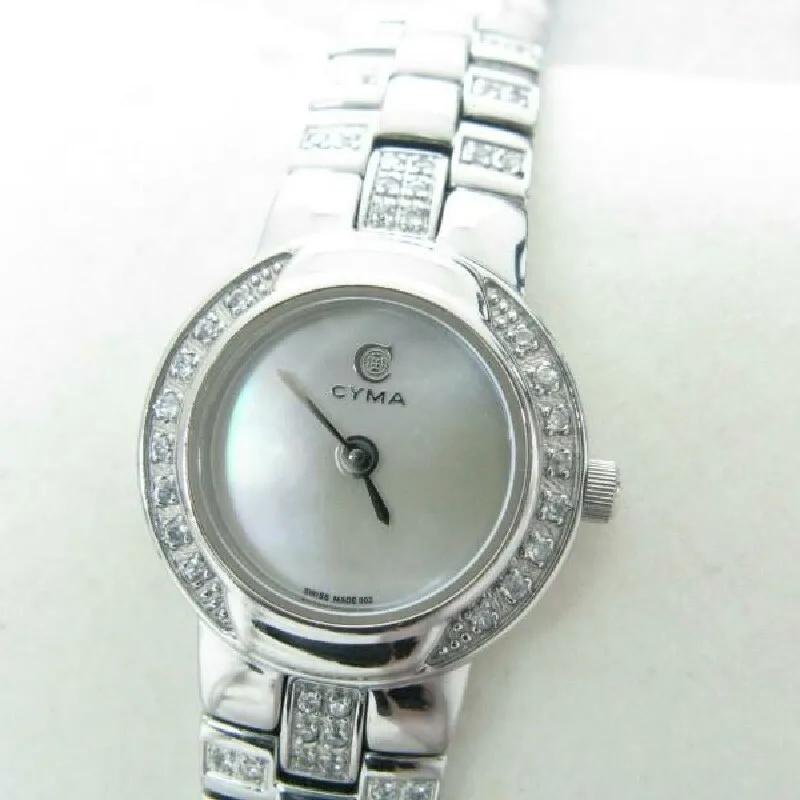 Fritillaria Plate Vintage Style Diamond  Quartz  Steel Original cyma Women's Watch