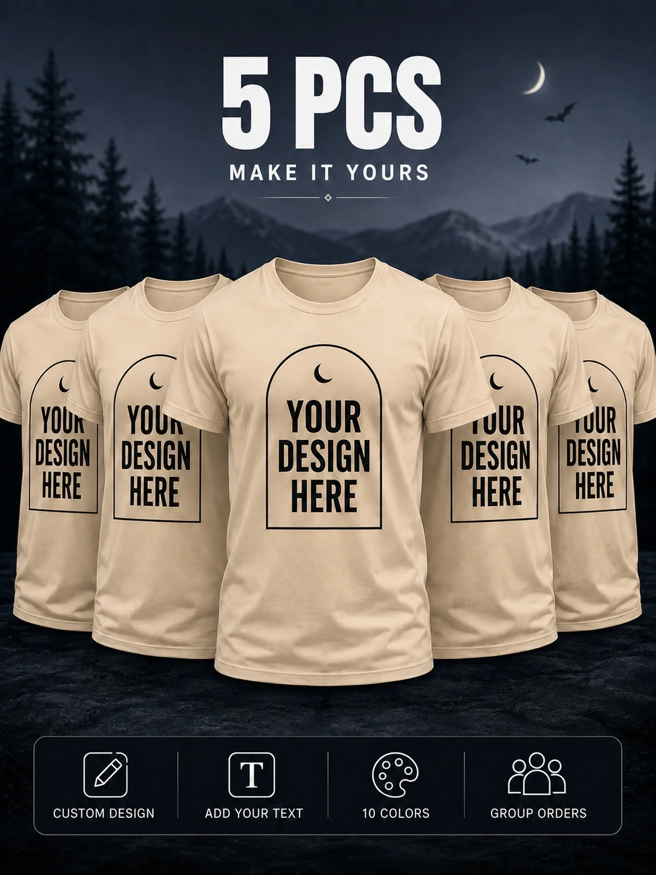 Minimum order of 5 customized T-shirts with printed graphics, corporate workwear, club activities, commemorative short sleeves