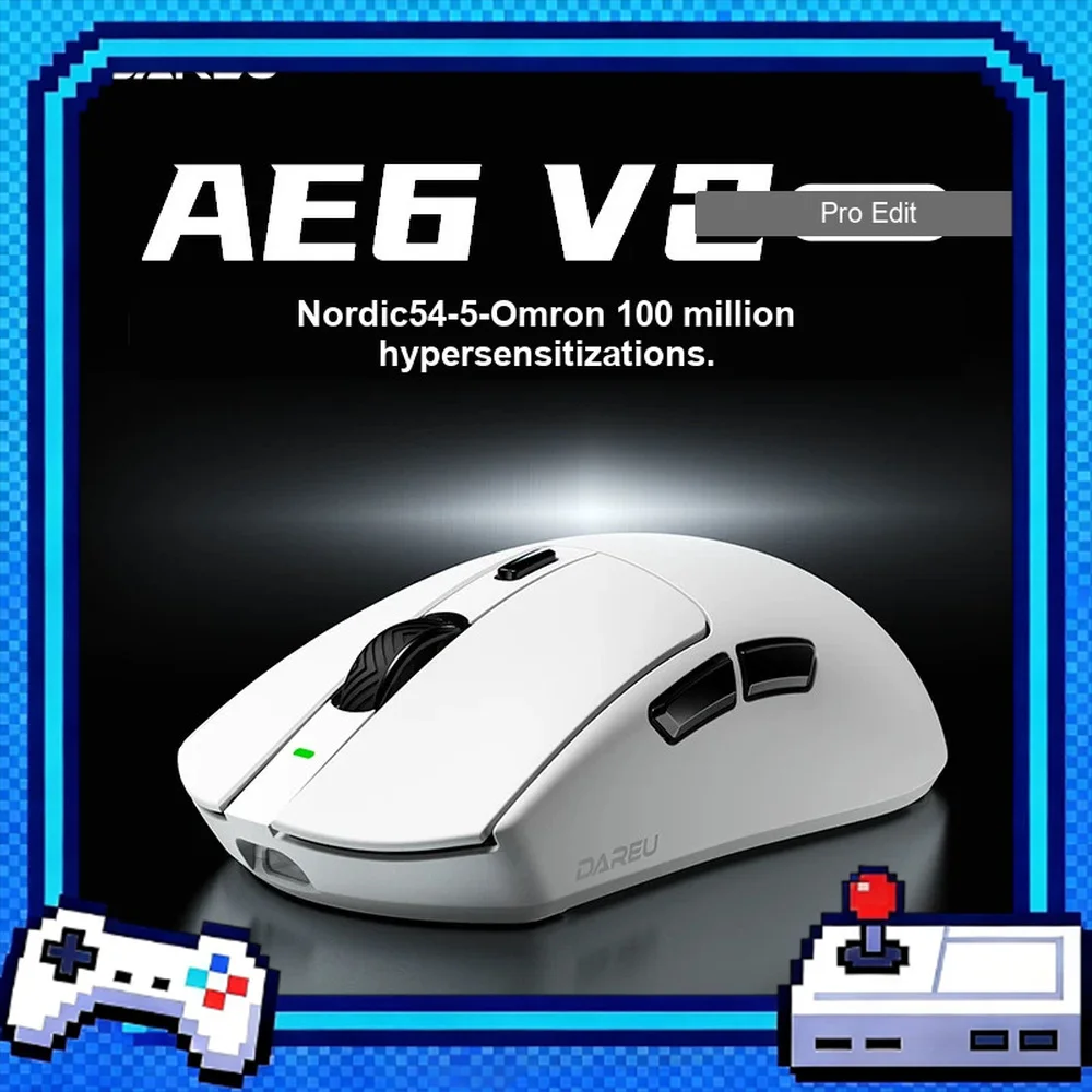 Dareu AE6 V2 Mouse Tri Mode Wireless Long Battery LifeNordic 54L15 Chip Dual 8K Polling Rate Low Latency Gaming Mouse Accessory