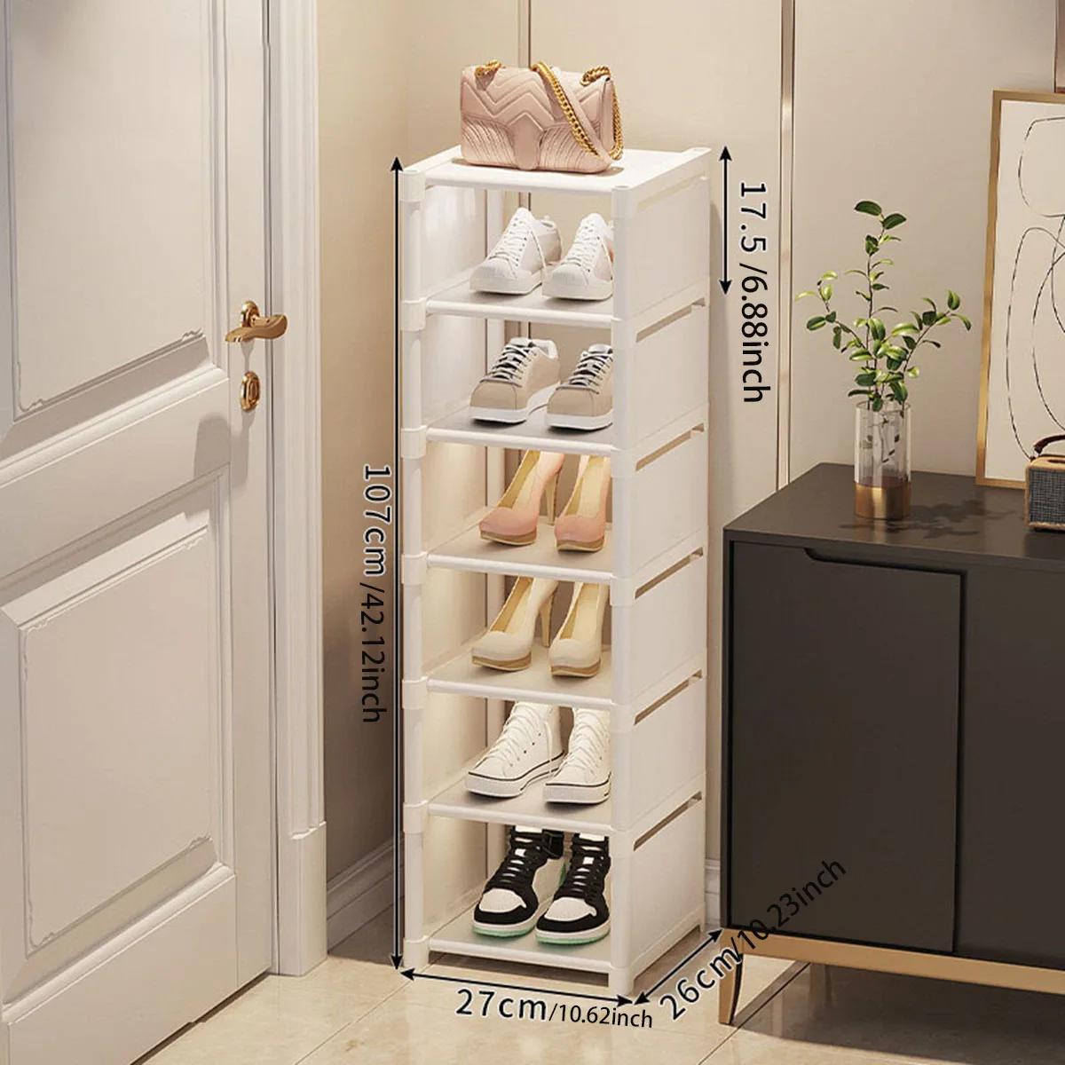 A simple entry-level home shoe rack storage cabinet that can be freely combined and occupies a small area.