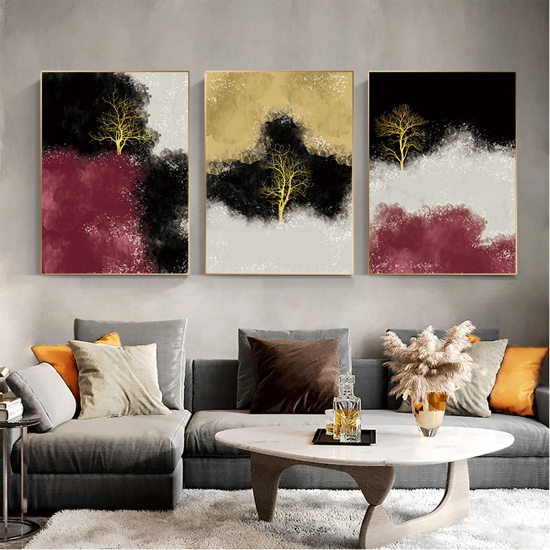 

3pcs/Set Abstract money tree canvas poster wall art picture wall decoration hanging paintings modern living room home decoration