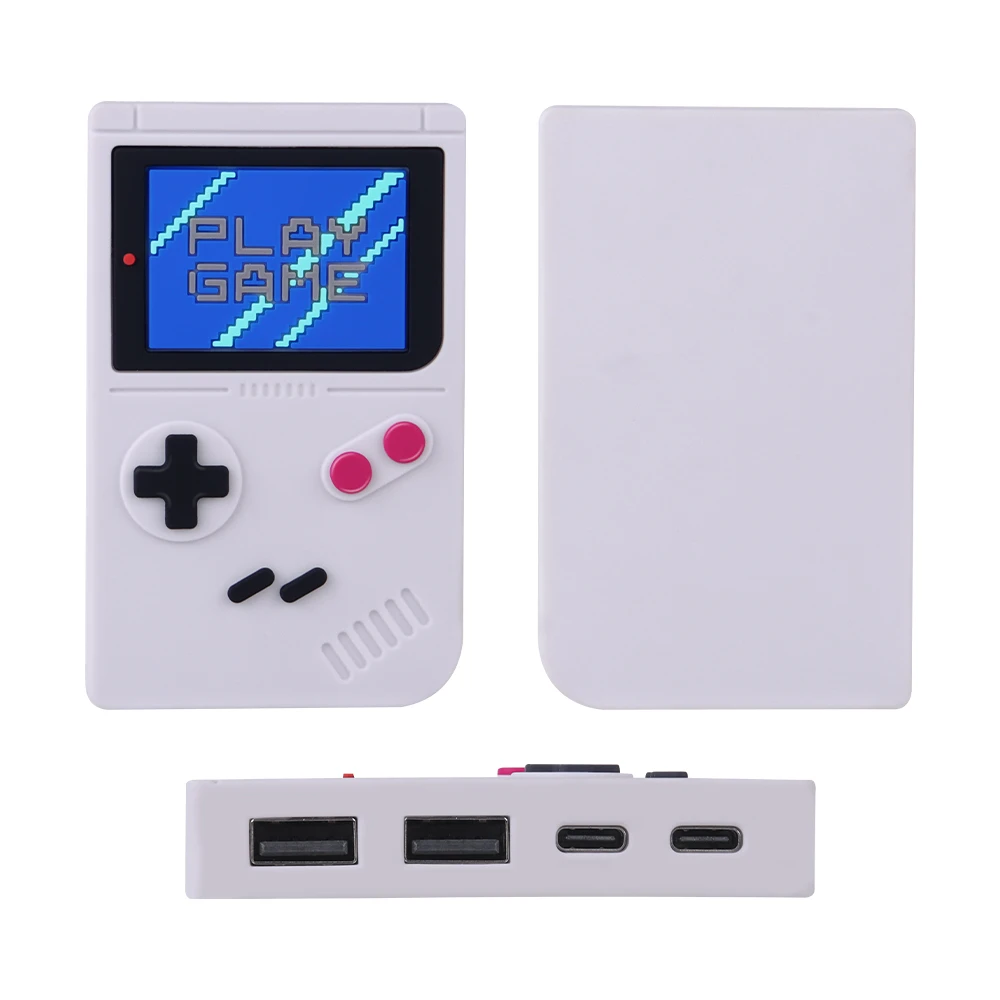 Retro GBA Console USB Hub 4-in-1 Expander 2 Type-C & 2 USB 2.0 Ports, Classic Handheld Gaming Design for Mouse, Keyboard