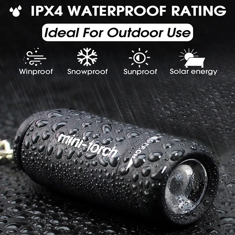 LED Mini Torch Light USB Rechargeable Waterproof Keychain Flashlight Portable Outdoor Hiking Camping Emergency Lighting Lamp