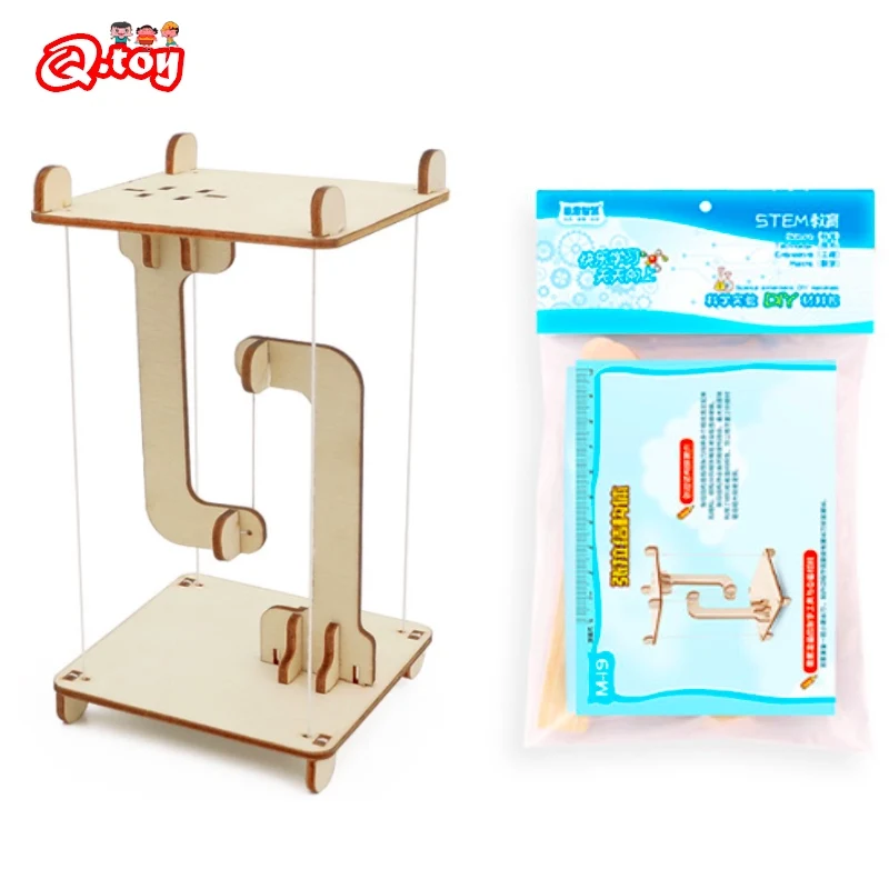 STEM toys Wooden Elevator Educational toys Science Experiment Material Kids STEAM Technology toys Set DIY Elevator Model Puzzle