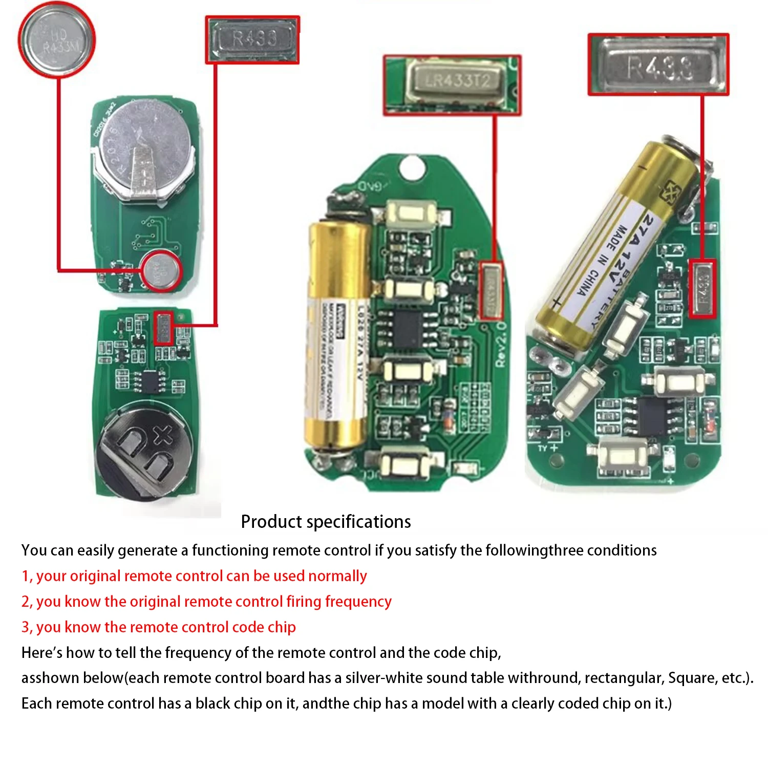 JZFY 433MHz Remote Control Cloning Copy Clone Code  RF 4 Button Duplicator Electric Garage Door Gate Opener Transmitter