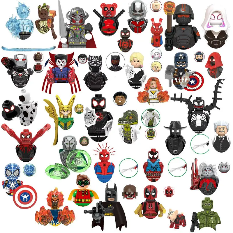 Marvel Spiderman Phoenix Iceman Building Blocks Hero Anime Bricks Dolls Mini Action Toy Figures Assemble Blocks Children Gifts