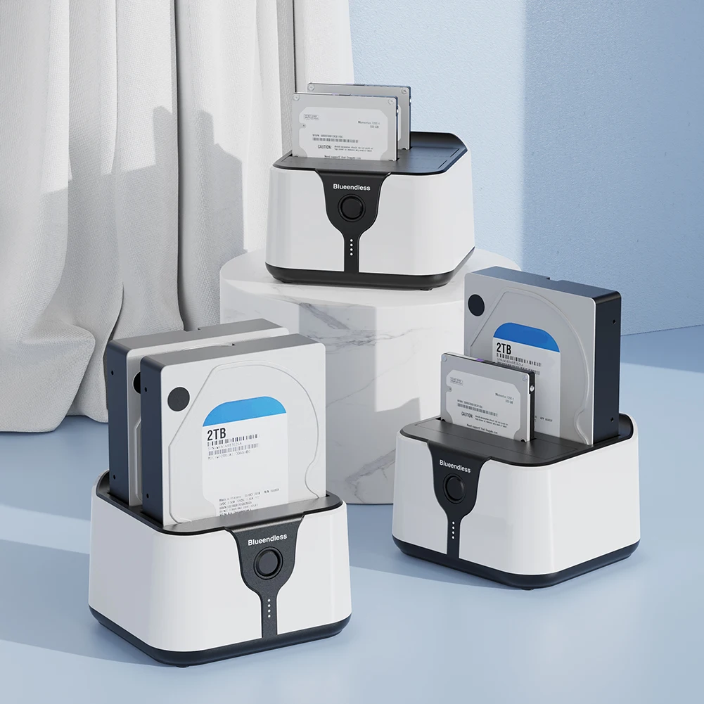 Estación de acoplamiento HDD USB 3,0 a SATA de doble bahía compatible con disco duro clon sin conexión estación de acoplamiento de disco duro SATA de 2,5 y 3,5 pulgadas