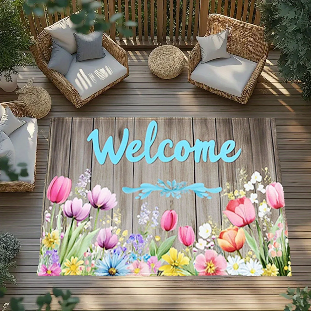 Commodity Colorful Floral Welcome Mat Entrance Door Mat, Soft Mat, Soft And Absorbent Washable Mat, Suitable for Entrance, Bat