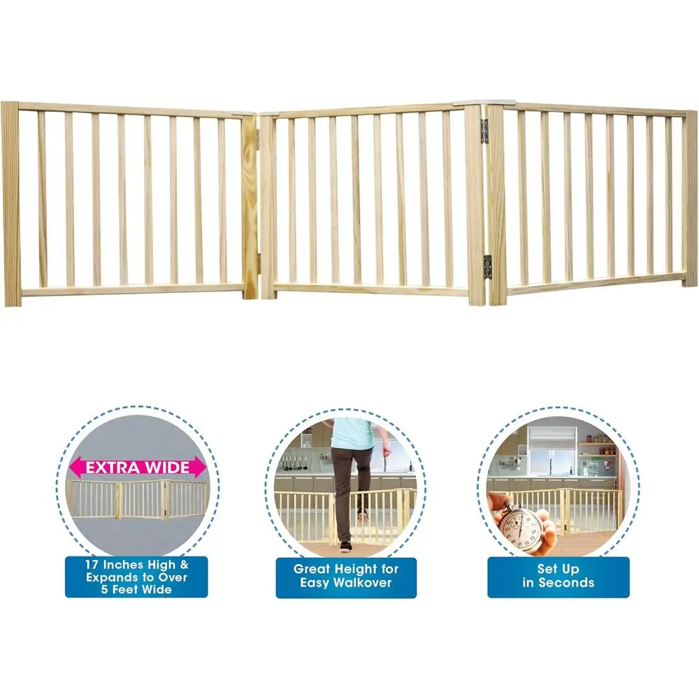 Expandable Dog Gate, Wood Gate or Dogs, 3-Panel 24-68