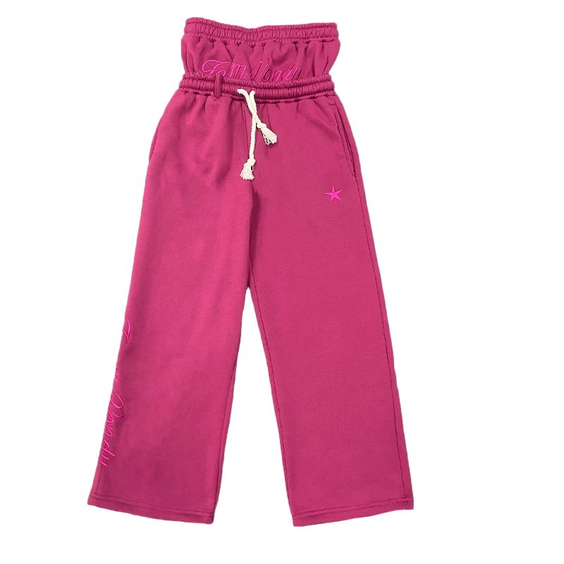 

Модные повседневные широкие брюки в стиле хип-хоп с вышивкой и двойной талией для трансграничной торговли