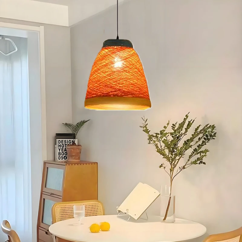 French Rattan Weaving Restaurant Chandelier Creative Personality Art Bedroom Bar Restaurant Table Lighting