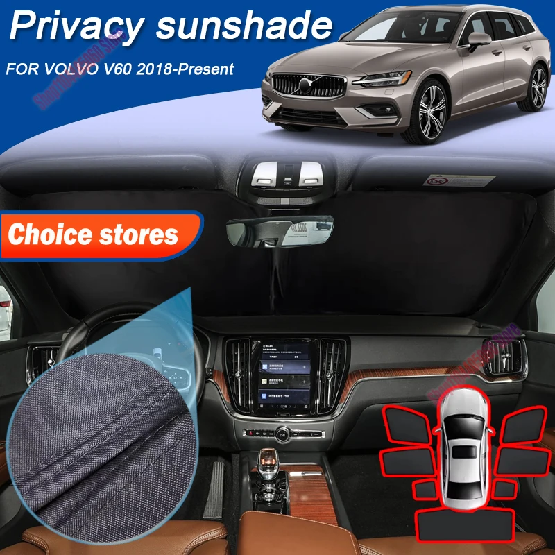 Auto Black Window Privacy Sunshade For VOLVO V60 2018-Present Anti-UV Heat Insulation Protect Cover Interior Accessory