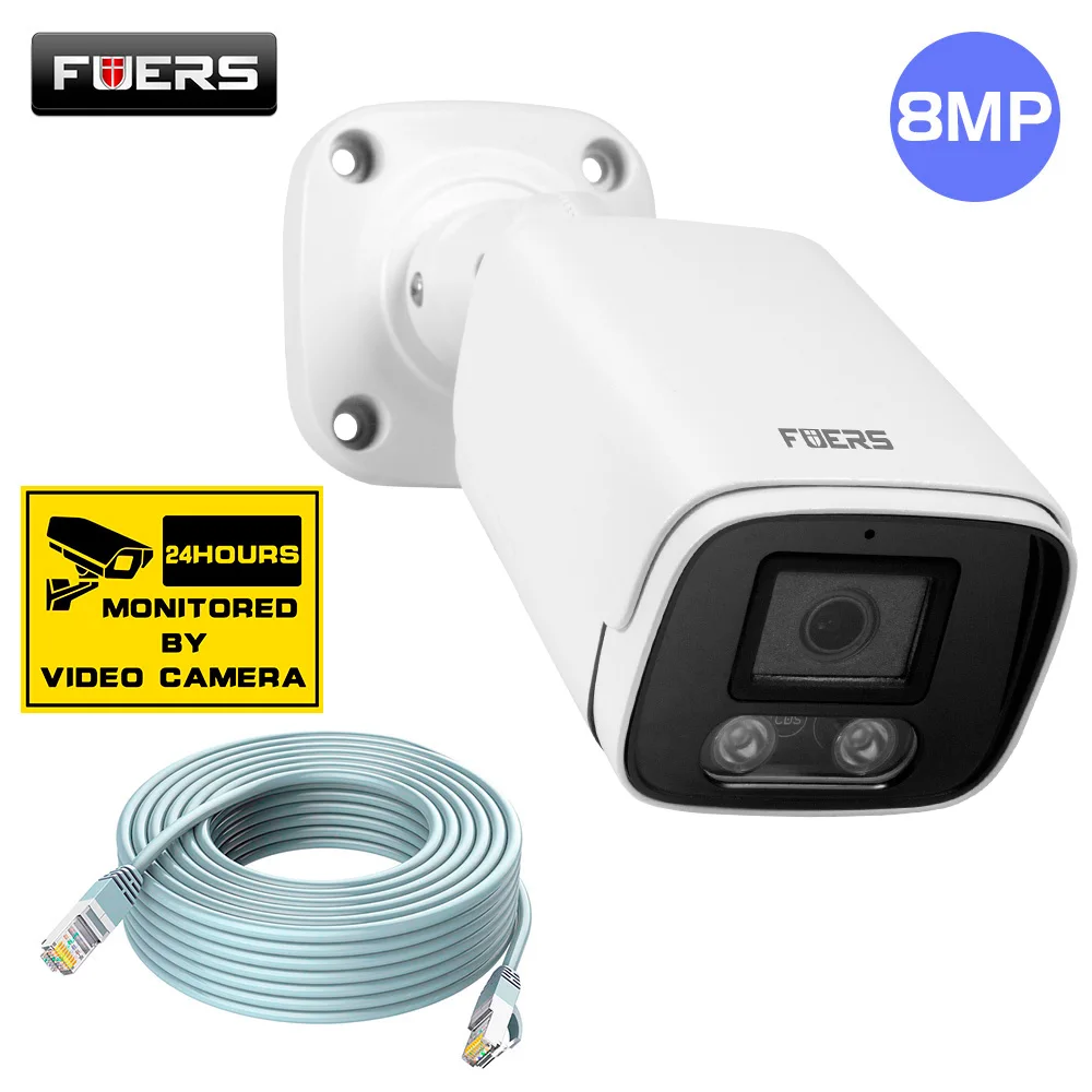 

FUERS 4K 4MP 8MP POE Camera System Комплект для видеонаблюдения Face Record NVR Камера видеонаблюдения на открытом воздухе Полноцветный ночной дом