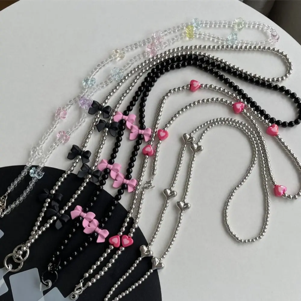 สายคล้องโทรศัพท์แบบยาว แฟชั่นโบว์ สายคล้องมือถือแบบยาว สายคล้องโทรศัพท์แบบลูกปัดรูปหัวใจ สายคล้องโทรศัพท์แบบมีจี้ห้อยกระเป๋า