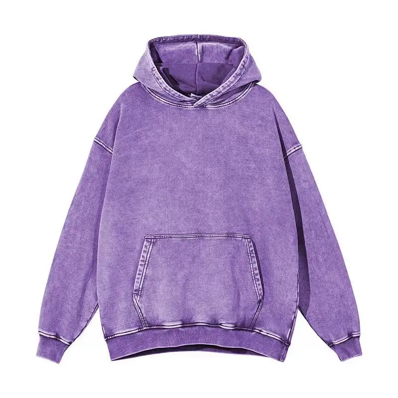 Leisure Retro Heavyweight Washed and Worn-out Plush Hoodie Women's Fashion Label