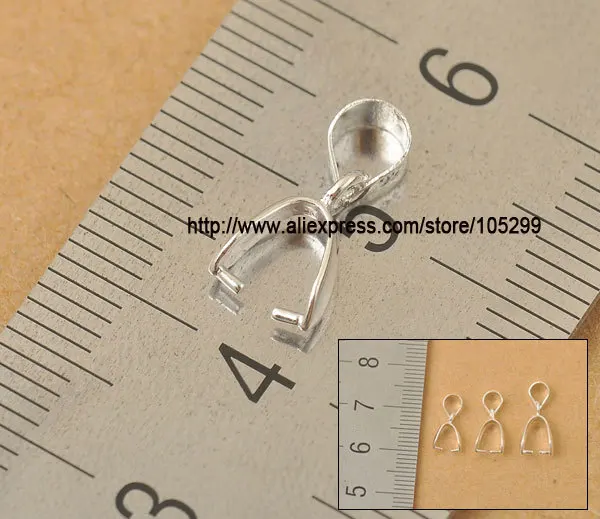 50X Size-M 6X15MM  925 Silver Findings Bail Connector Bale Pinch Clasp 925 Silver Bail Pendant